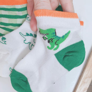 5-Pack Green Dino Socks (1-9 yo)