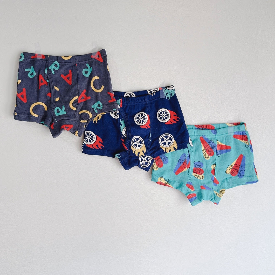 3-PACK Letter Car BOYS' COTTON BOXER BRIEFS (2-12 yo)