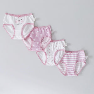 NEW 4-Pack Bunny, Fruits or Dolphin Girls' Briefs (2-14 yo)