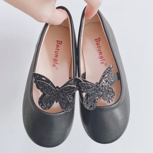 Butterfly Black Doll Shoes